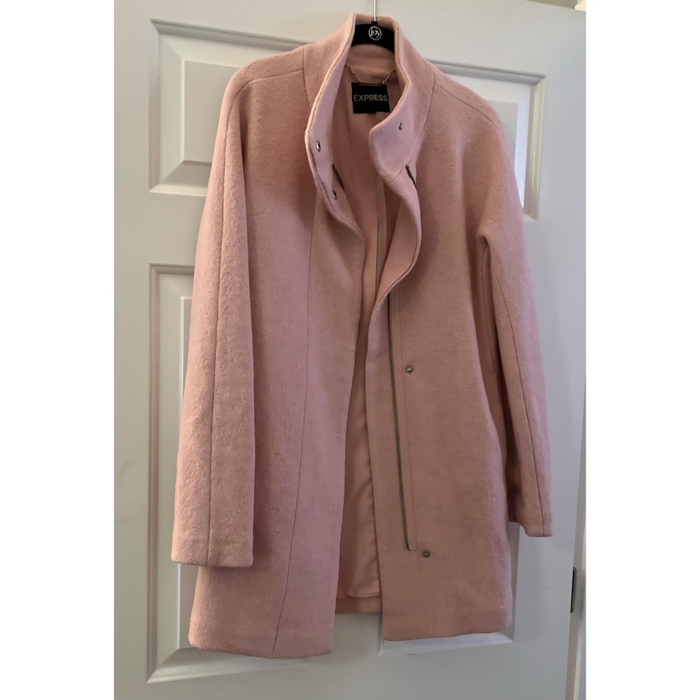 NEW! Express Blush Classic Cocoon Coat - Button and  Zip Up- Hidden Pockets! - Picture 6 of 10
